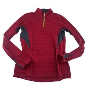 Mondetta Shirt Womens Small P Red Long Sleeve 1/4 Zip Thumb Hole Pockets Bike